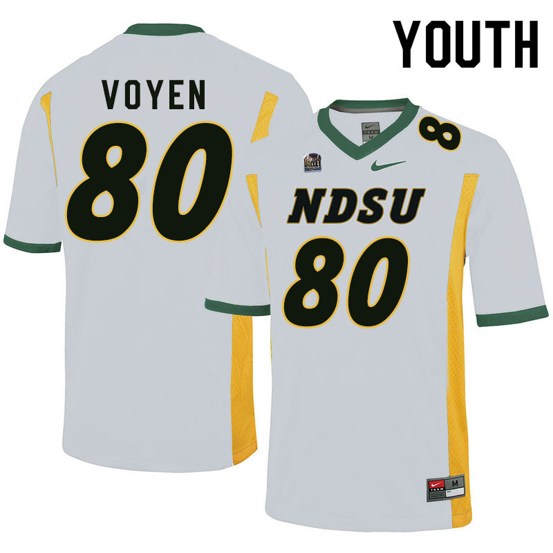 Youth #80 Andy Voyen North Dakota State Bison College Football Jerseys Sale-White